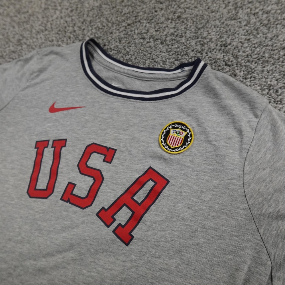 Team USA Shirt Womens M Gray Olympics‎ Nike Crest Swoosh Short Sleeve Tee Top